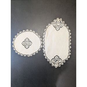 Vintage Handmade Lace Doilies Set of Two